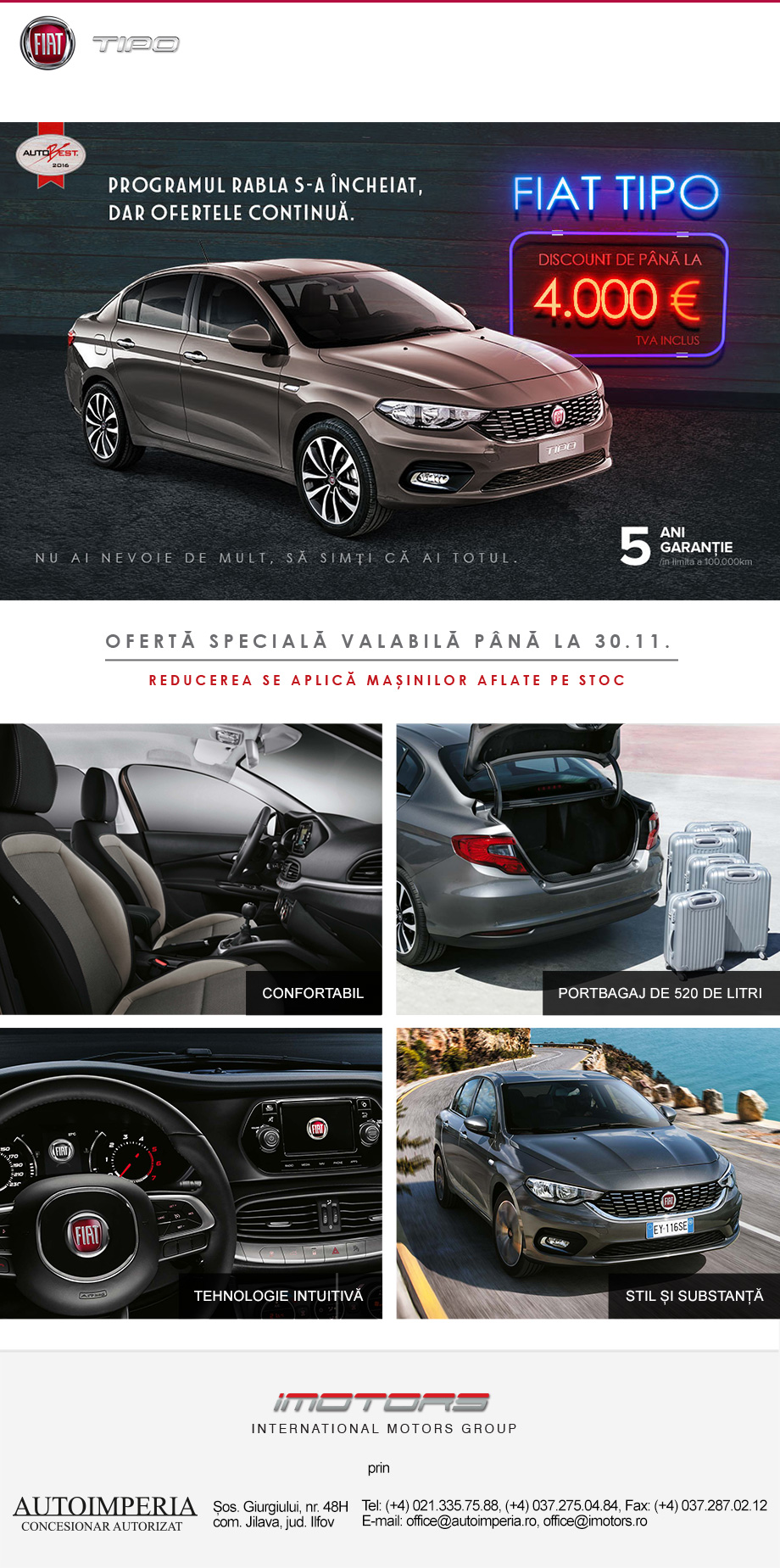 Fiat Tipo - discount de până la 4000 EUR